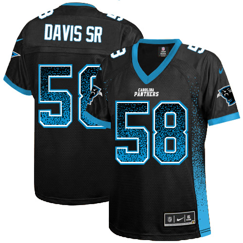 Women's Elite Thomas Davis Nike Jersey Black - #58 Drift Fashion NFL Carolina Panthers